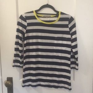 Blue&white striped 3/4 sleeve